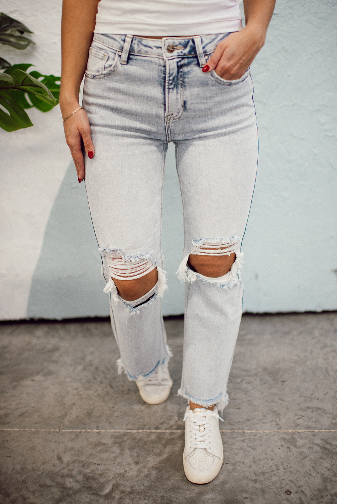 Risen Owyn High Rise Crop Jeans (Light Acid)