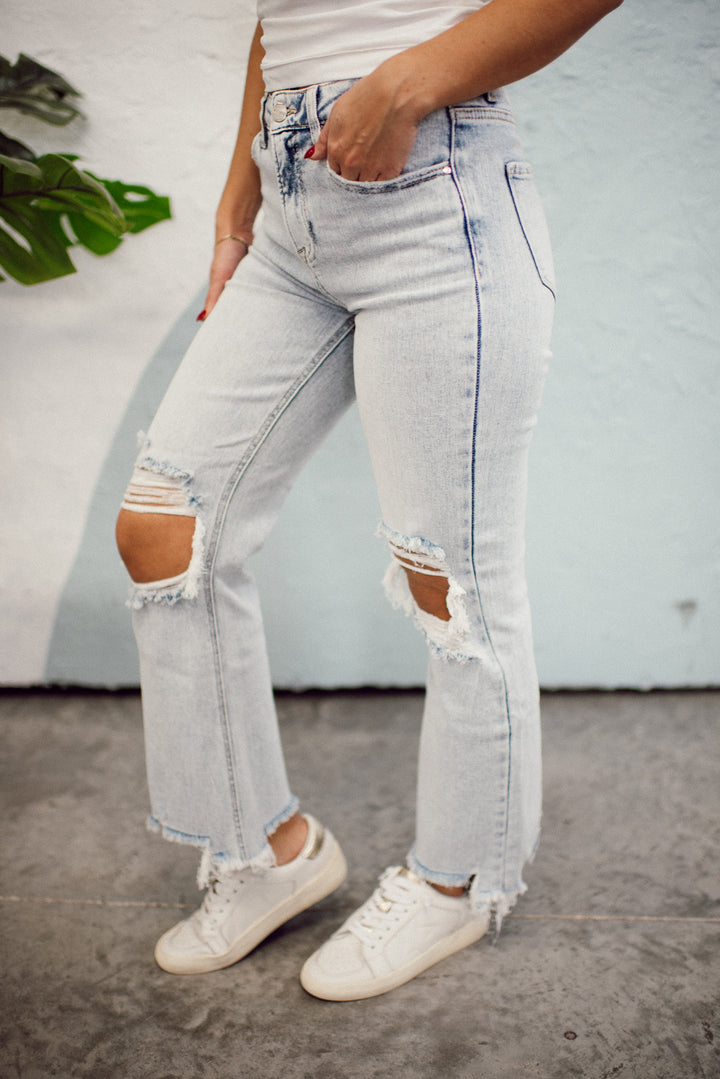 Risen Owyn High Rise Crop Jeans (Light Acid)