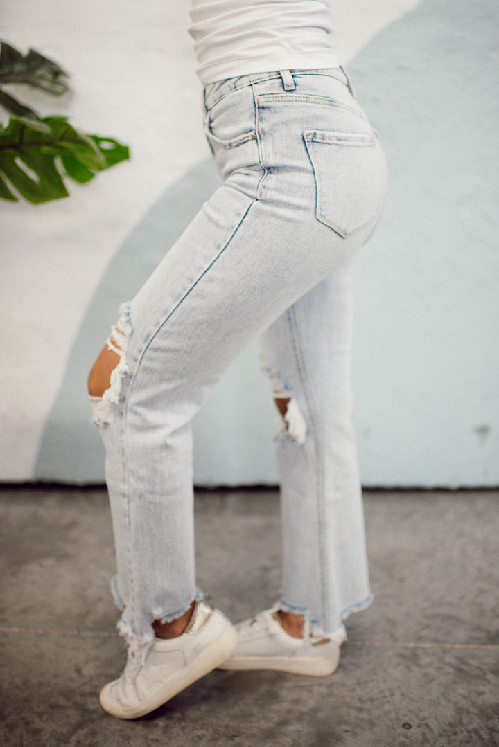 Risen Owyn High Rise Crop Jeans (Light Acid)