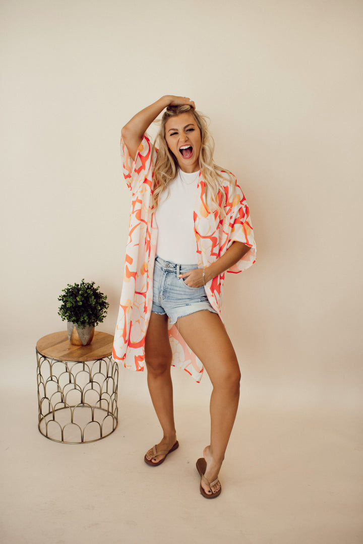 Orange Abstract Kimono