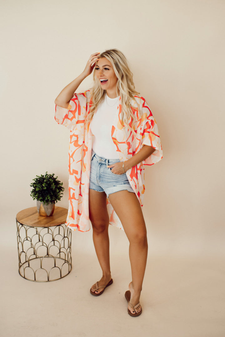 Orange Abstract Kimono