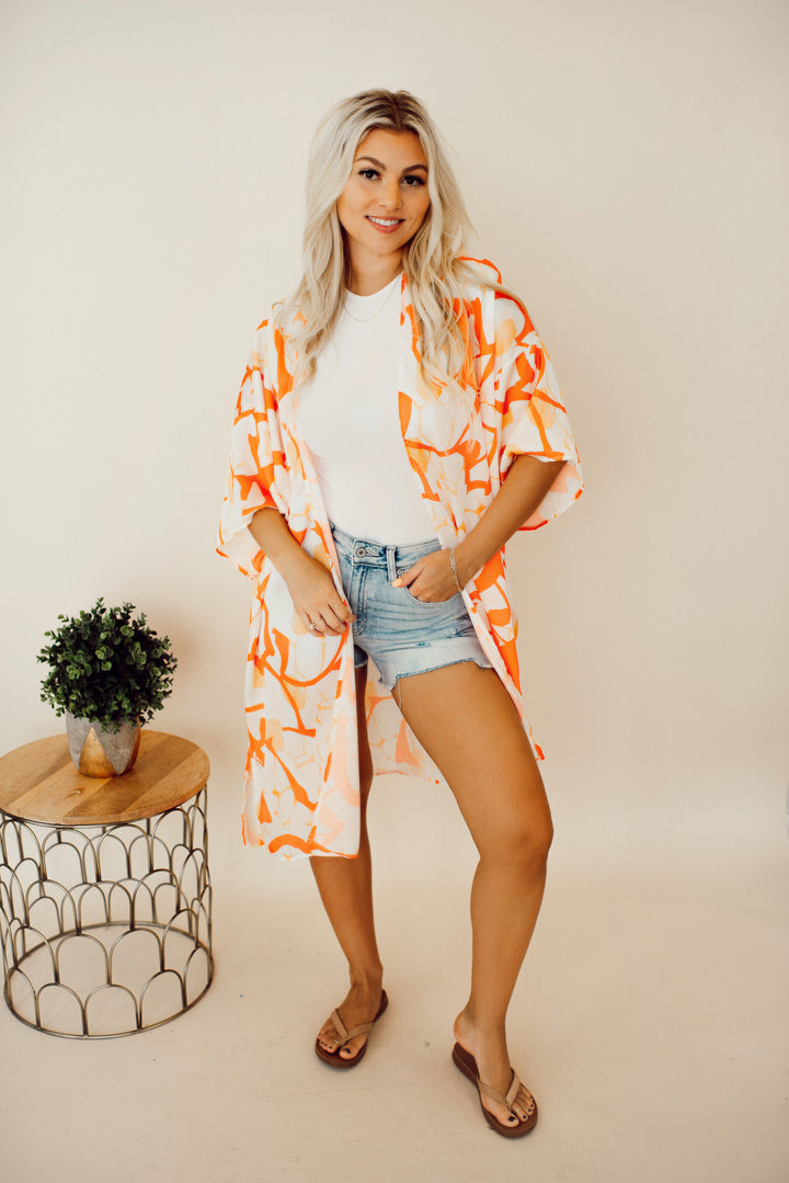 Orange Abstract Kimono