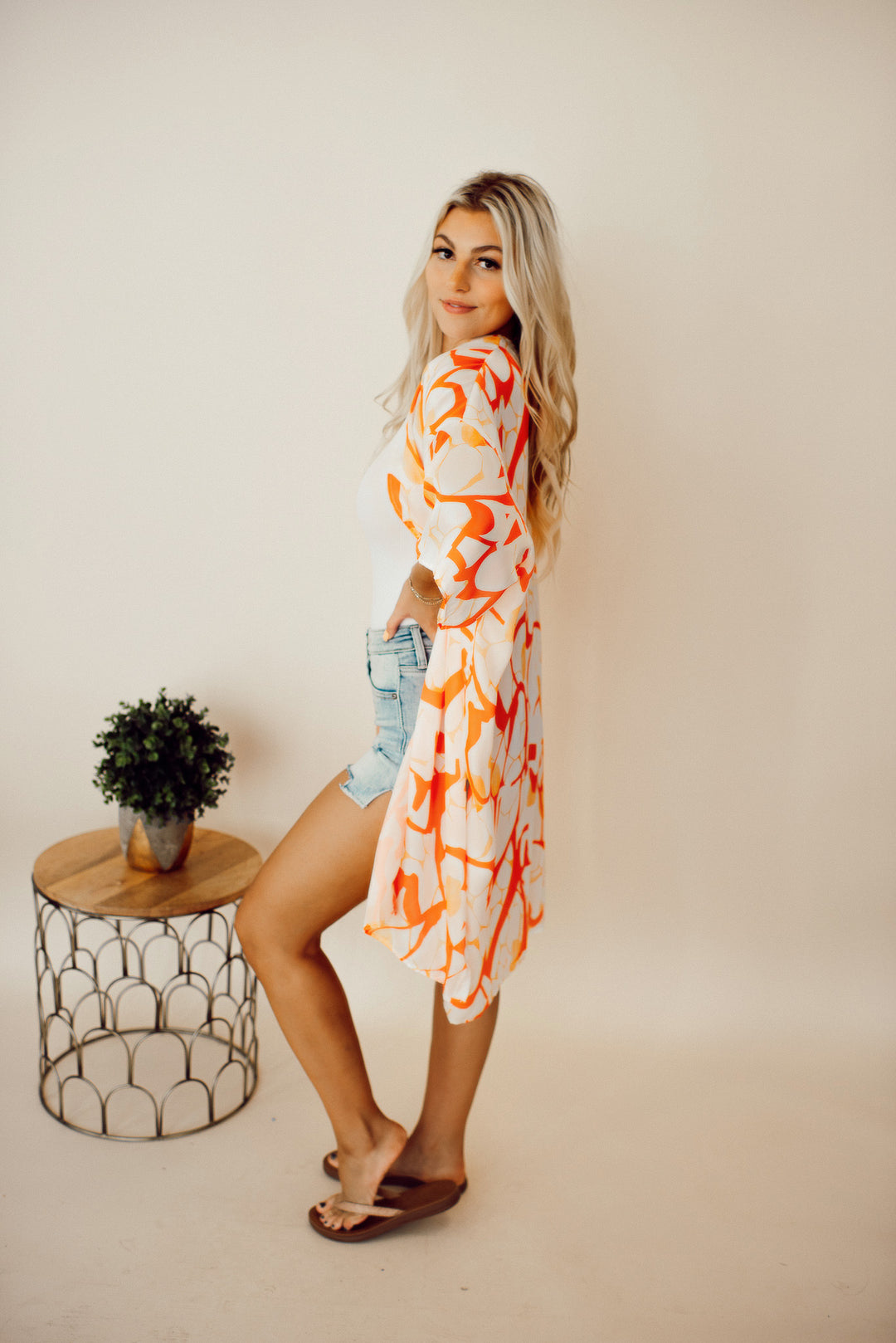 Orange Abstract Kimono