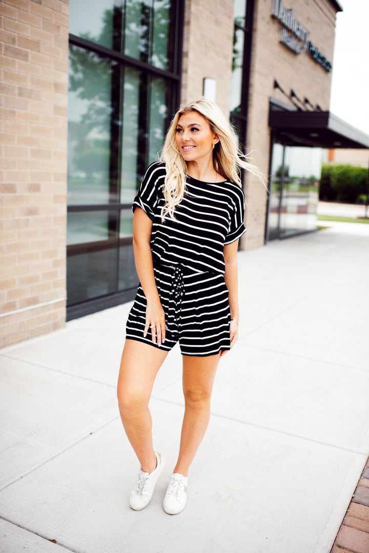 Mackenzie Romper (Black/Ivory)