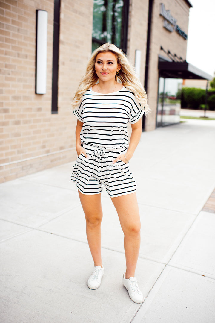 Mackenzie Romper (Ivory/Black)