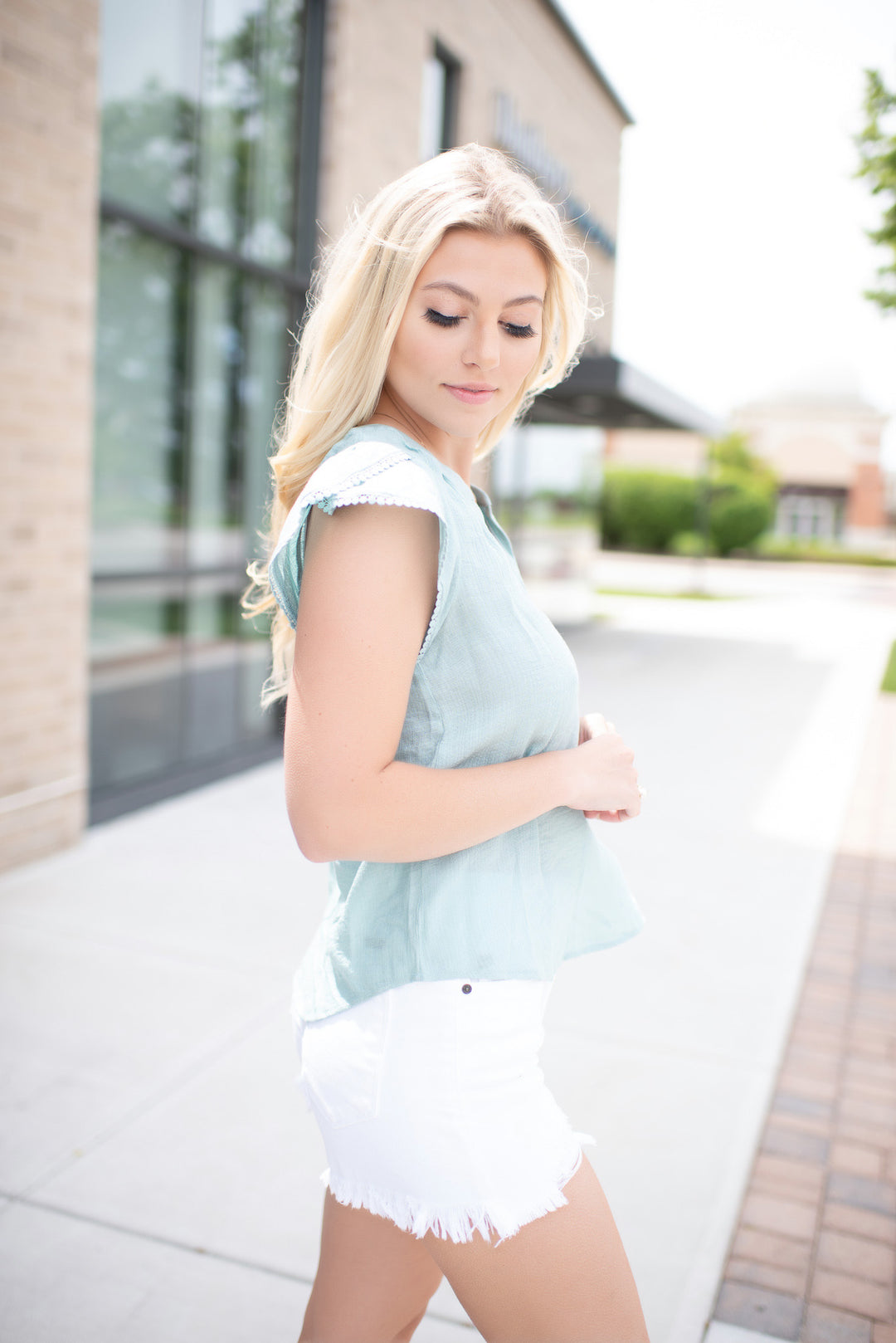 Elayne Woven Top (Sage Green)