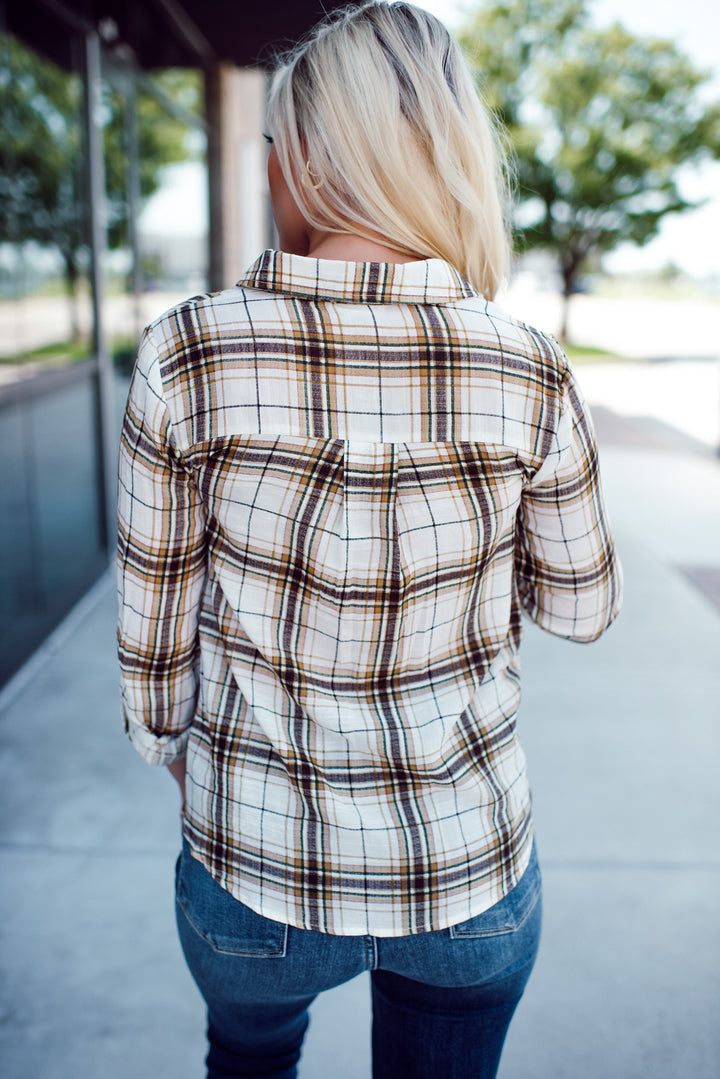 Molly Long Sleeve Flannel (Khaki)