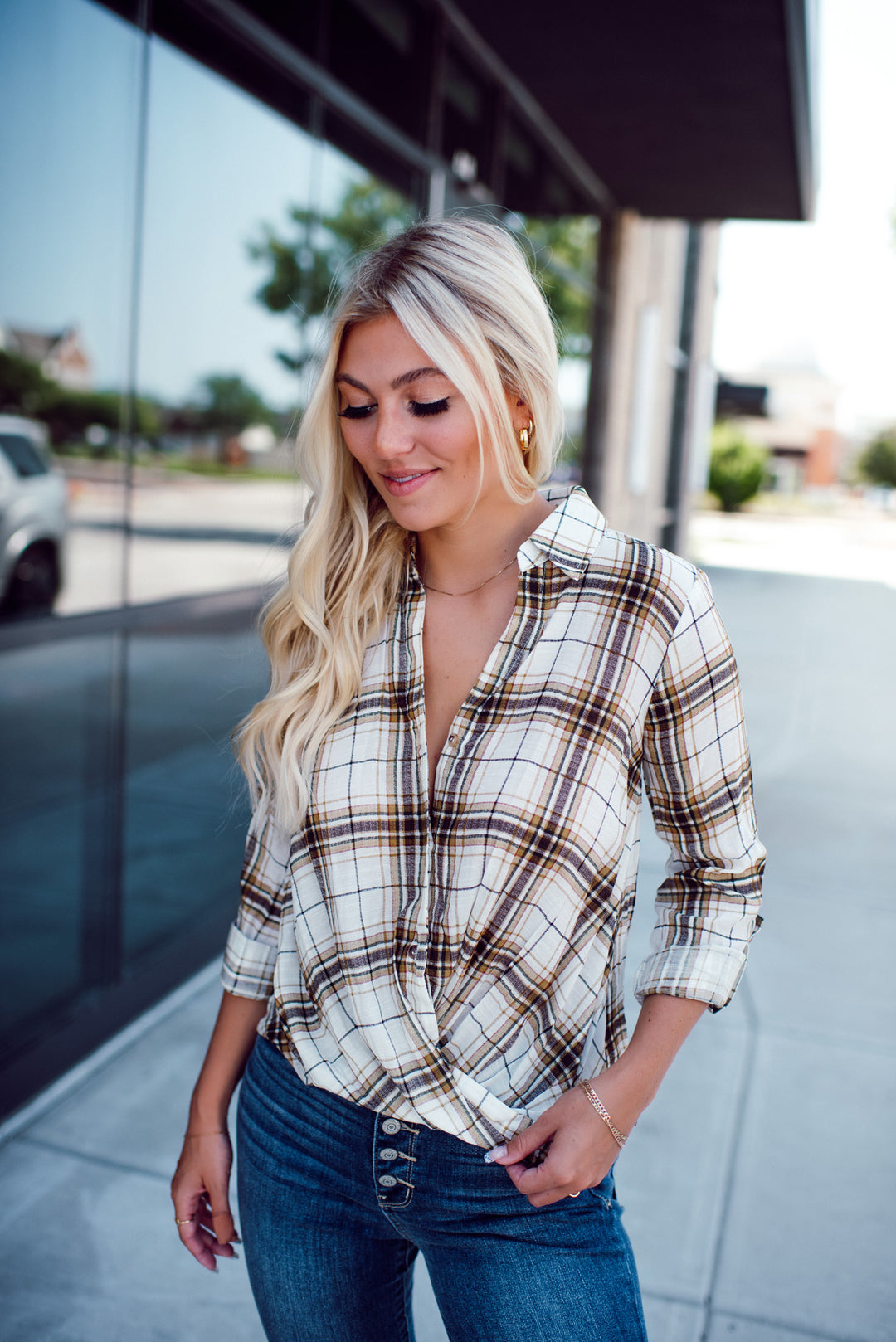 Molly Long Sleeve Flannel (Khaki)