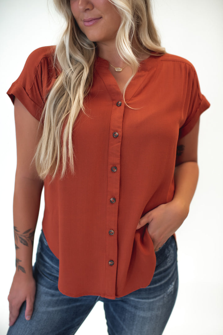 Fallon Short Sleeve Top (Rust)