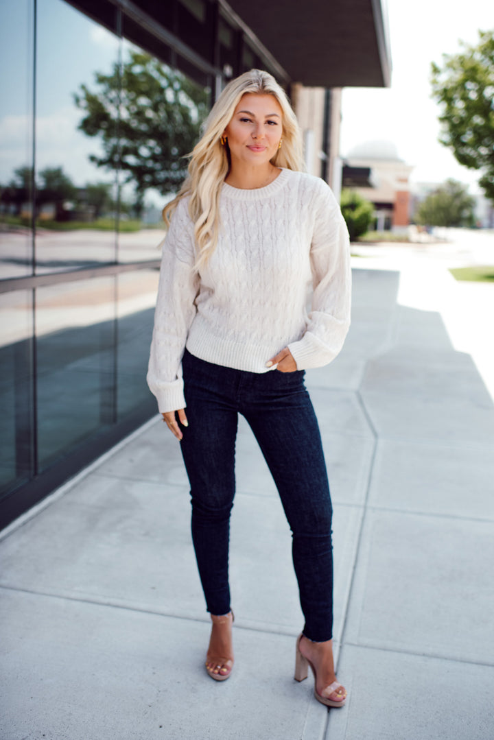 Lorelei Cable Knit Sweater (Ivory)