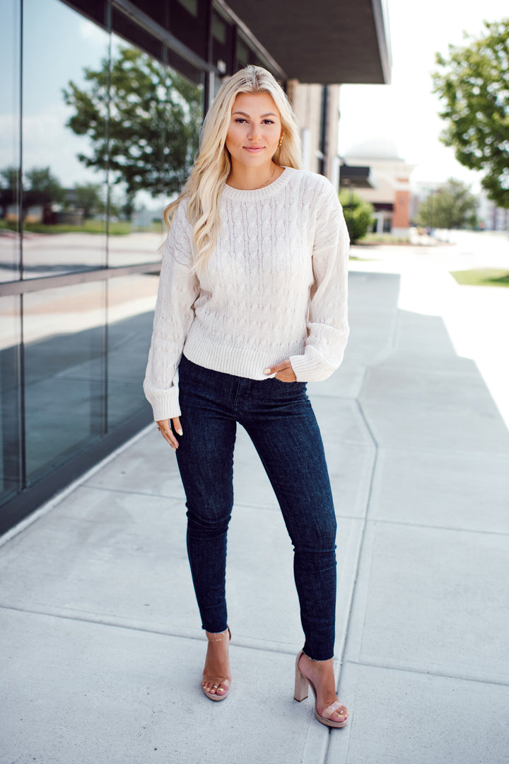 Lorelei Cable Knit Sweater (Ivory)