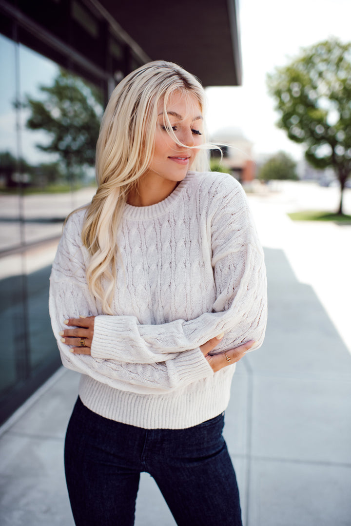 Lorelei Cable Knit Sweater (Ivory)