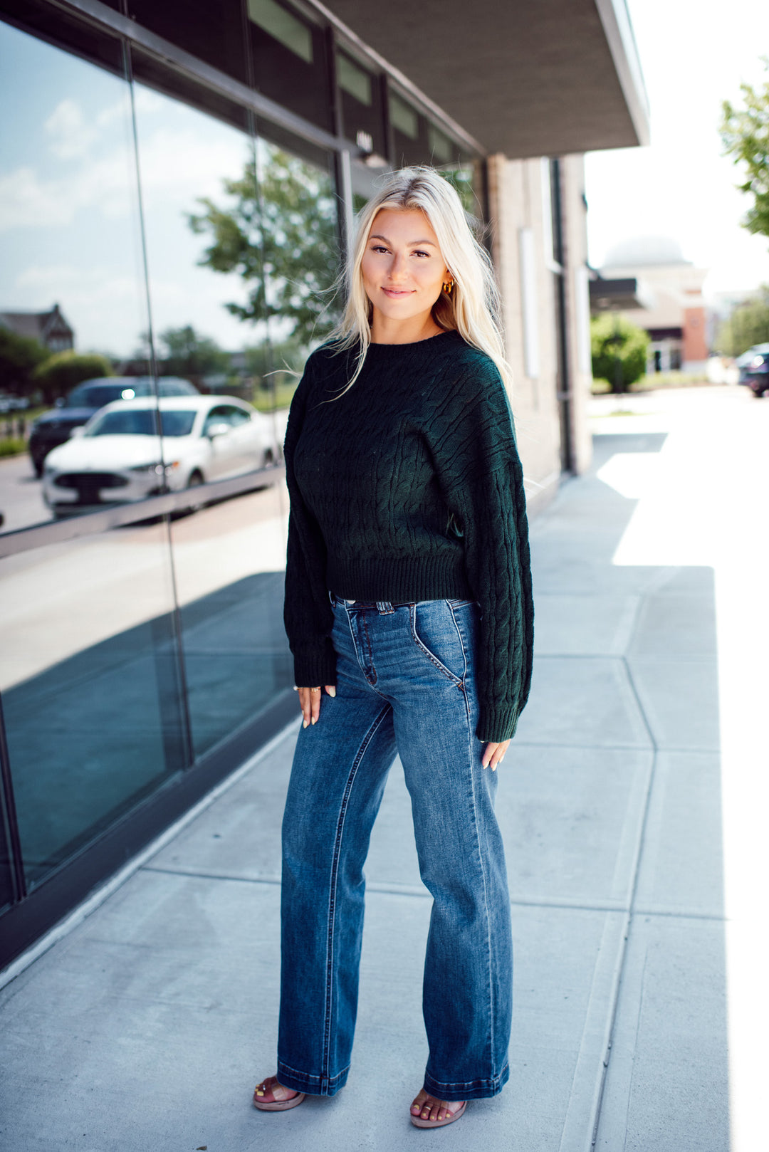 Lorelei Cable Knit Sweater (Hunter Green)