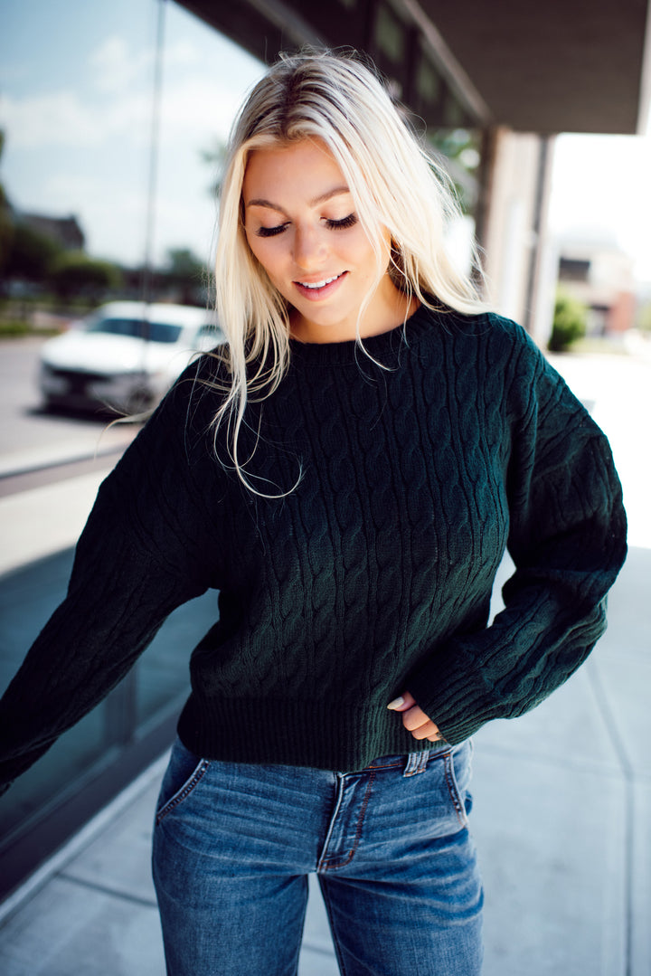 Lorelei Cable Knit Sweater (Hunter Green)