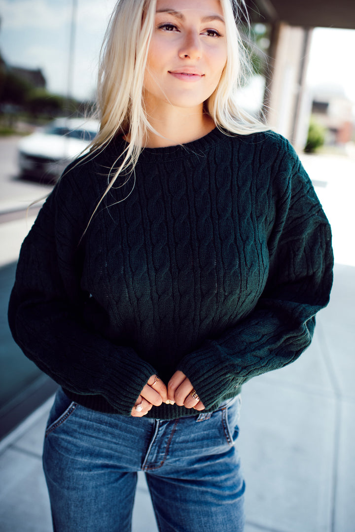 Lorelei Cable Knit Sweater (Hunter Green)