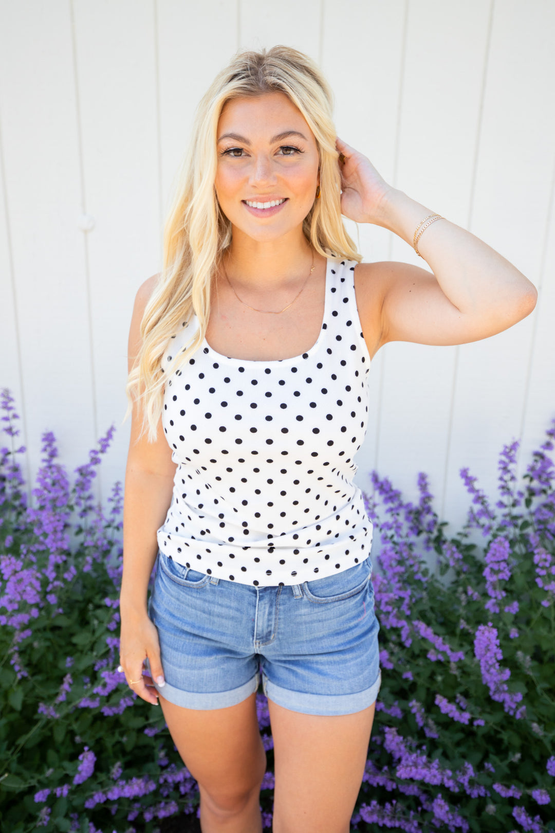 All Dotted Up Tank (Ivory/Black Dot)