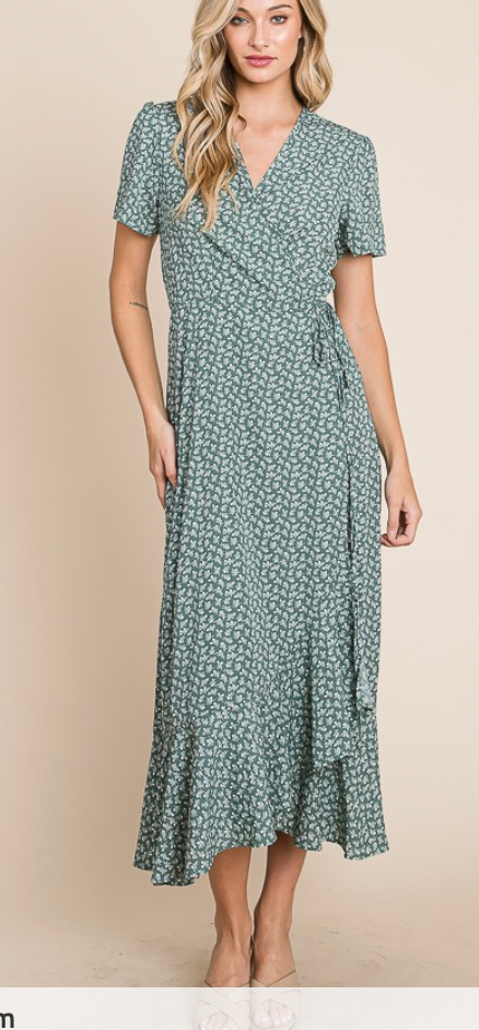 Everyday Favorite Wrap Dress (Seafoam Green)