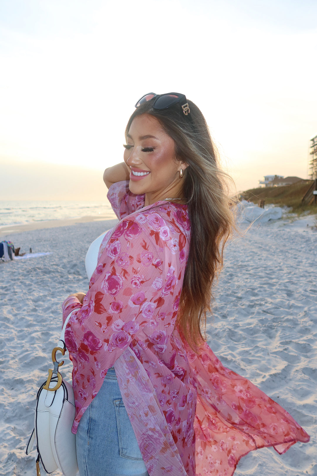 30A Blissful Floral Print Kimono (Pink)