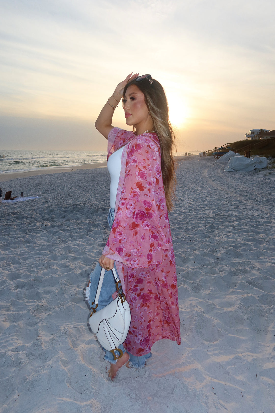 30A Blissful Floral Print Kimono (Pink)