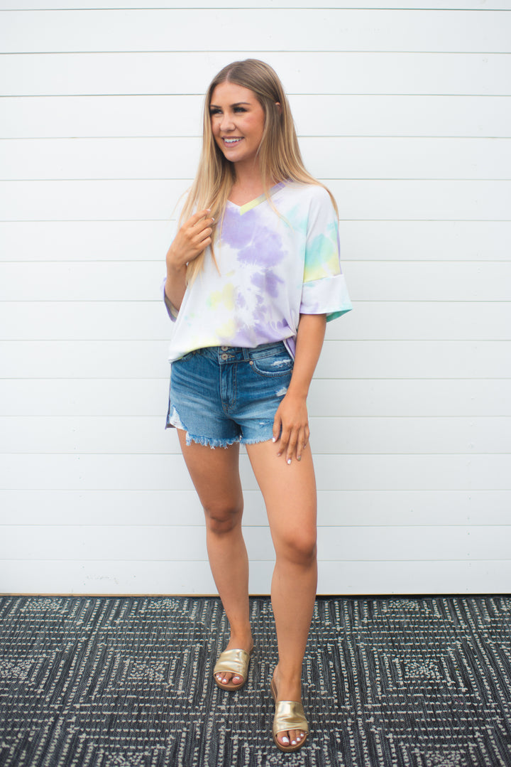 The Charlie Tie Dye Top (Mint/Purple) FINAL SALE