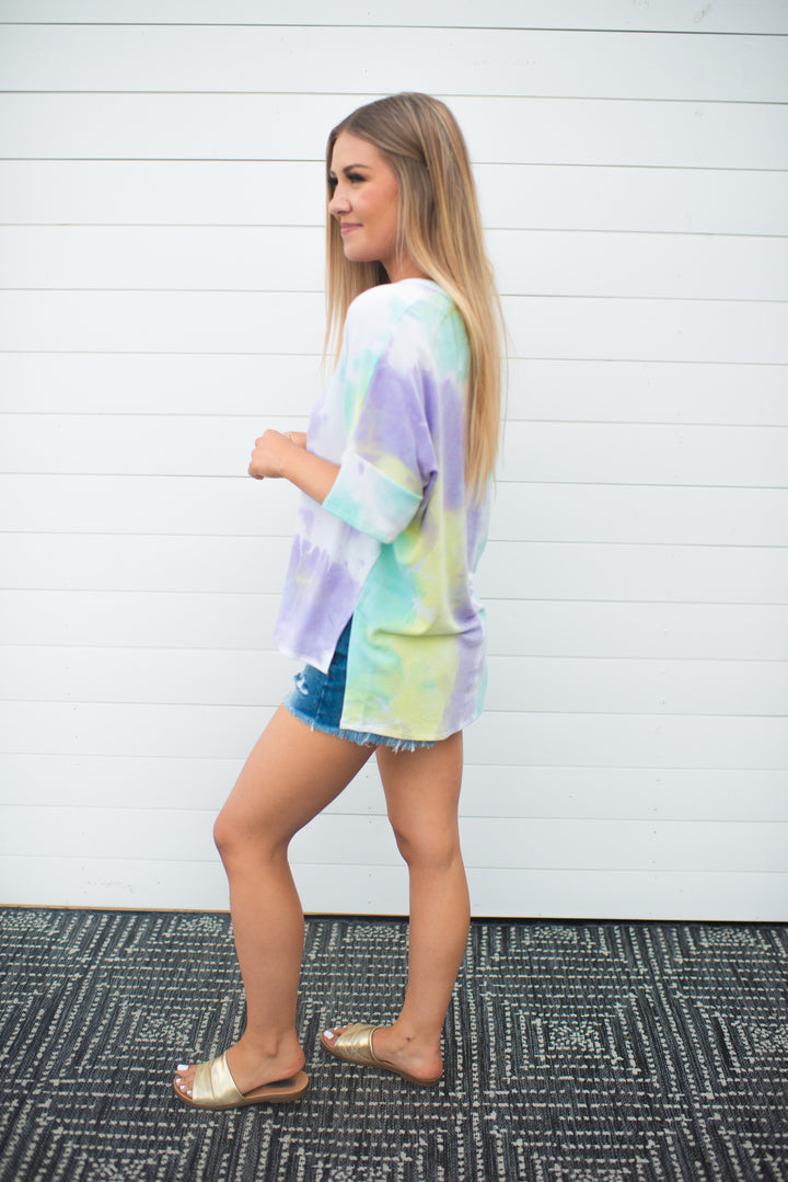 The Charlie Tie Dye Top (Mint/Purple) FINAL SALE