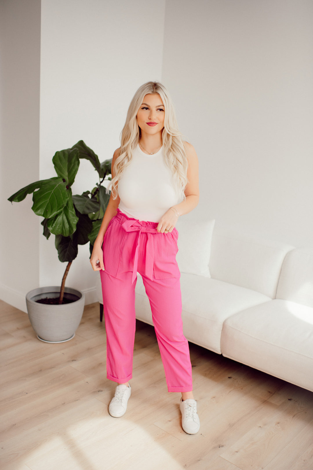 Office Chic Woven Pants (Fuchsia)