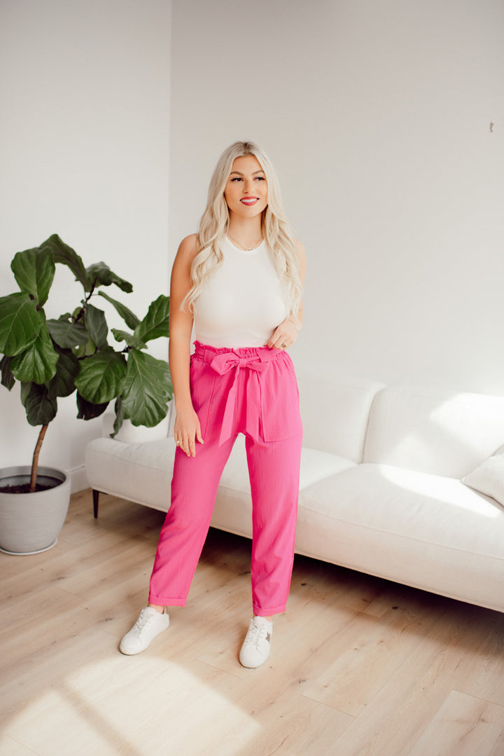 Office Chic Woven Pants (Fuchsia)