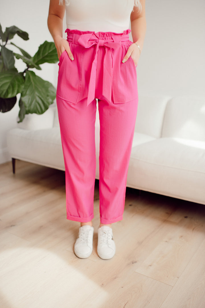 Office Chic Woven Pants (Fuchsia)