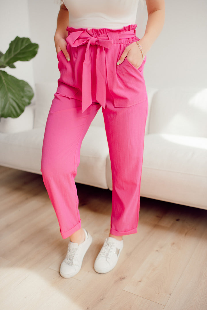 Office Chic Woven Pants (Fuchsia)