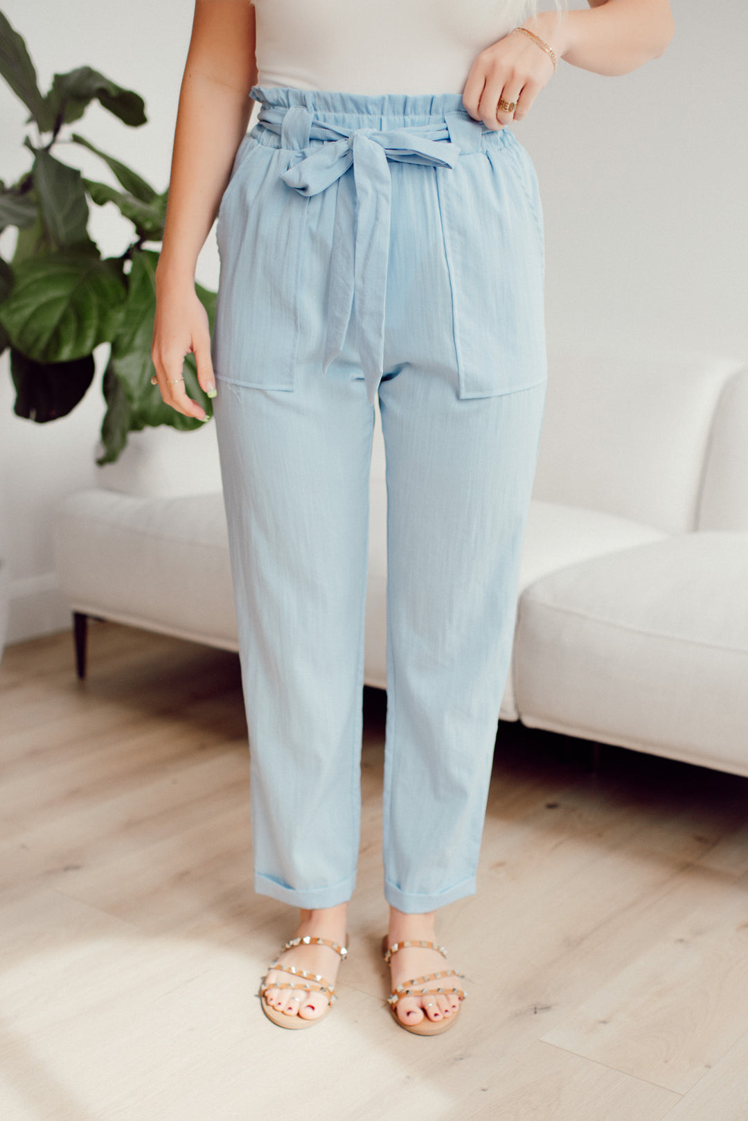 Office Chic Woven Pants (Light Blue)