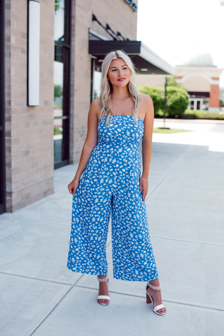 La Jolla Floral Jumpsuit (Blue)