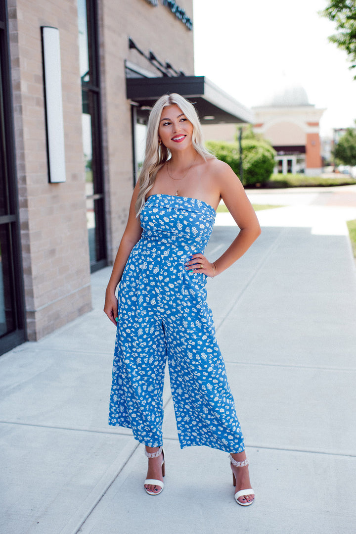 La Jolla Floral Jumpsuit (Blue)