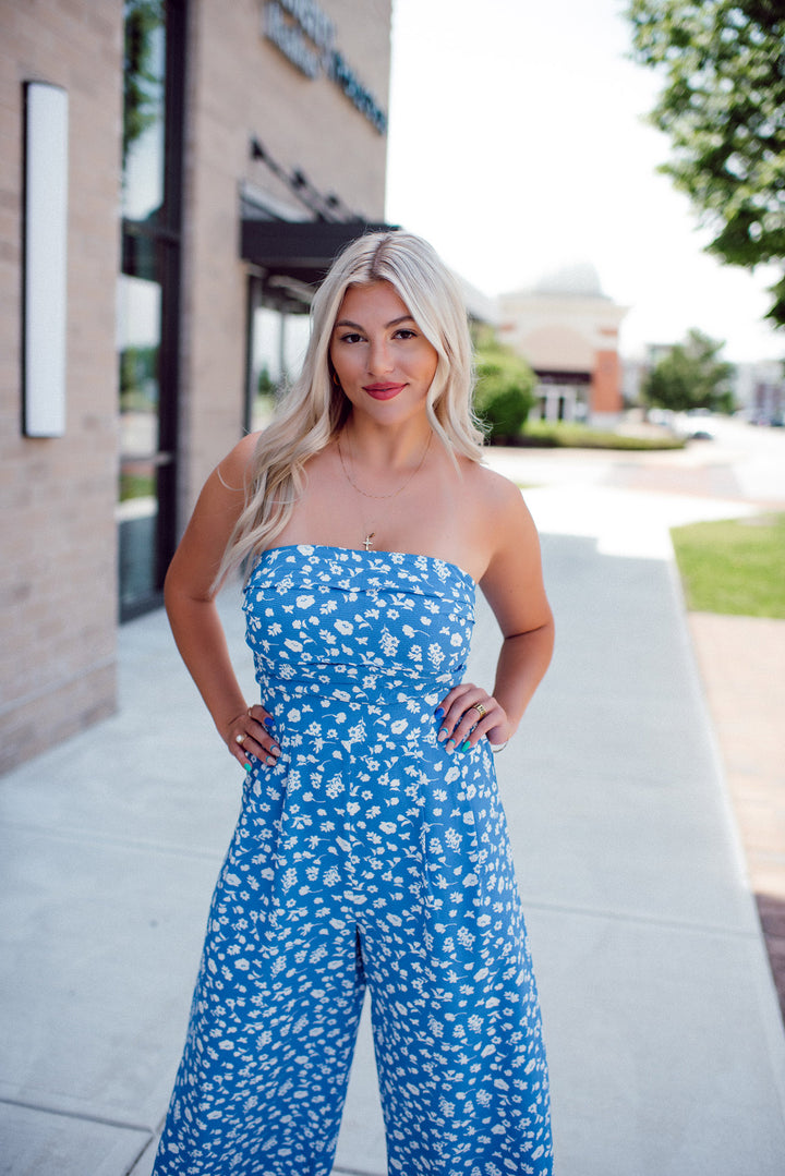 La Jolla Floral Jumpsuit (Blue)