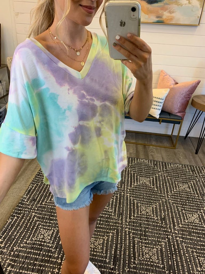 The Charlie Tie Dye Top (Mint/Purple) FINAL SALE